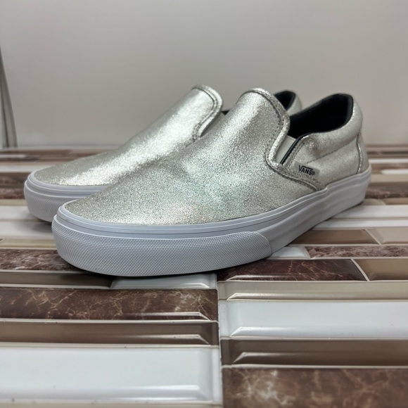 RARE🔥 VANS Slip On Sneakers Silver Dust Sparkle Shoes Sz 7.5 Men’s - 9 Women’s - Picture 7 of 15